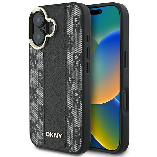 Dkny Dkhmp16mpcpvslk Iphone 16 Plus 6,7" Schwarze Hartschalen-schutzhülle Mit Karomuster Und Magsafe-anschluss