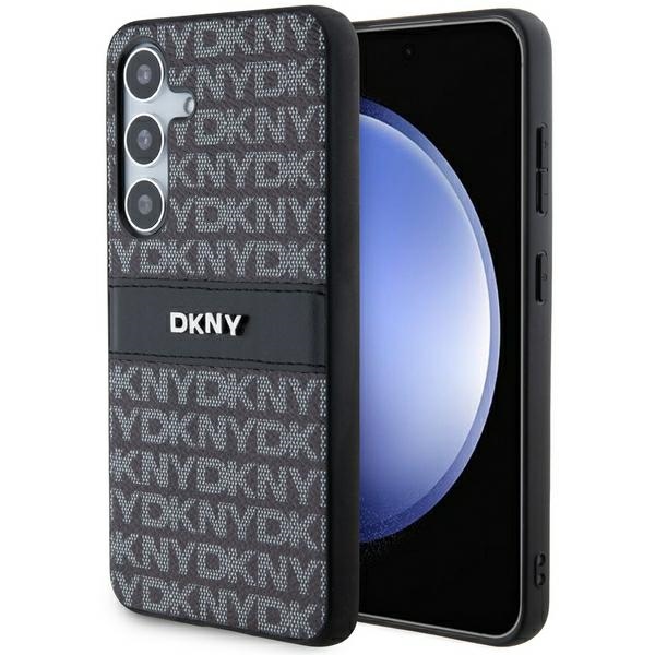 Dkny Dkhcs24sprthslk S24 S921 Schwarzes/schwarzes Hartschalenetui Aus Leder Mit Mono-streifen Und Metalllogo