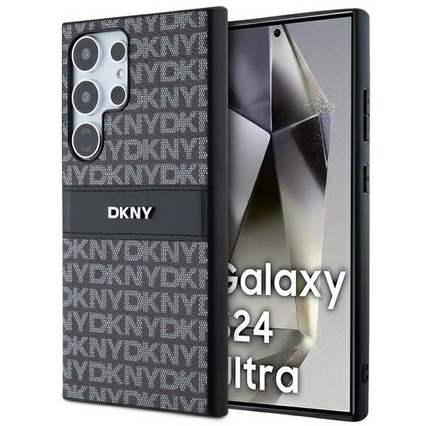 Dkny Dkhcs24lprthslk S24 Ultra S928 Schwarzes/schwarzes Hartschalenetui Aus Leder Mit Mono-streifen Und Metalllogo