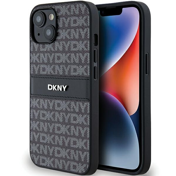 Dkny Dkhcp14sprthslk Iphone 14 / 15 / 136,1" Schwarze Hartschalen-hülle Aus Leder Mit Mono-streifen Und Metalllogo