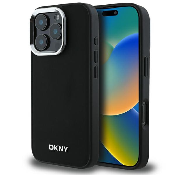 Dkny Dkhmp16xpscmclk Iphone 16 Pro Max 6,9" Schwarze Hartschalen-schutzhülle Mit Schlichtem Silbernen Logo Und Magsafe-funktion