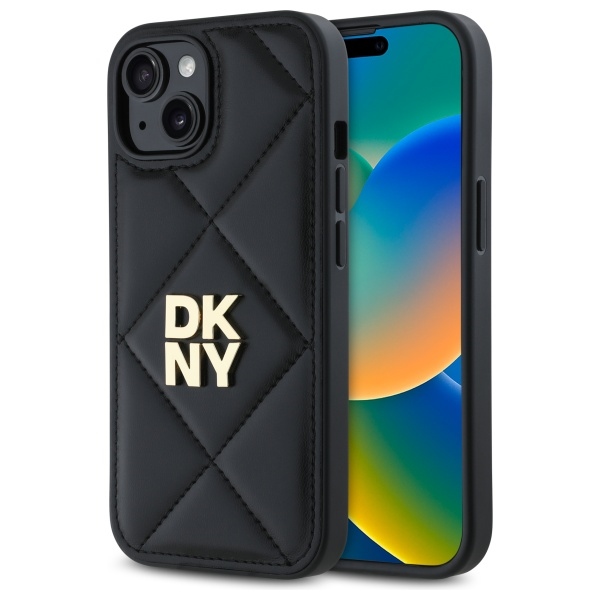 Dkny Dkhcp15spqdslk Iphone 15 6,1" Schwarz/schwarz Gestepptes Stack-logo