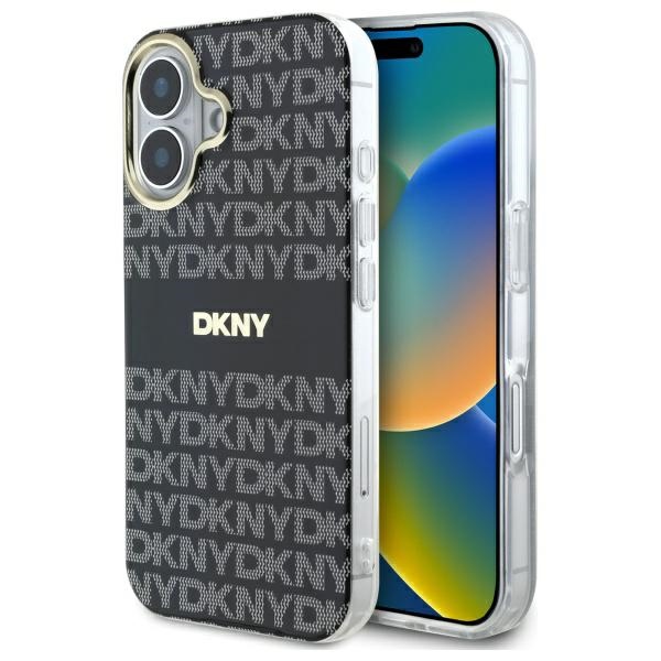 Dkny Dkhmp16shrhsek Iphone 16 6,1" Schwarze/schwarze Hartschalen-schutzhülle Mit Sich Wiederholendem Strukturmuster Und Streifen