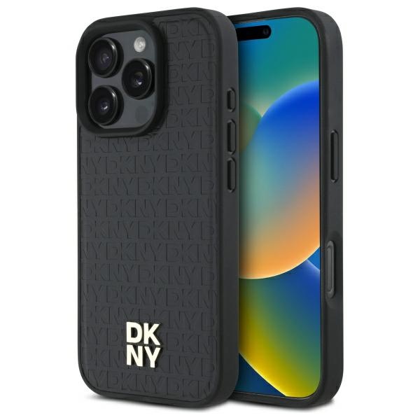 Dkny Dkhmp16xpshrpsk Iphone 16 Pro Max 6,9" Hartschalenetui, Schwarz/schwarz, Mit Sich Wiederholendem Muster, Stack-logo Und Magsafe-funktion
