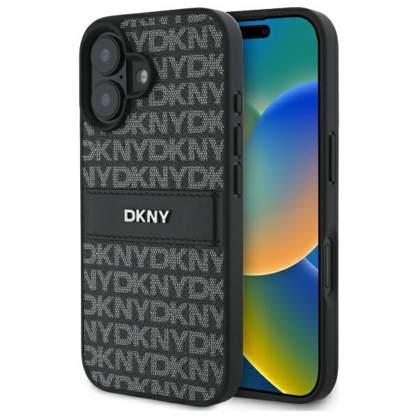 Dkny Dkhcp16sprthslk Iphone 16 6,1" Schwarze/schwarze Hartschalen-schutzhülle Mit Strukturmuster Und Ton-in-ton-streifen