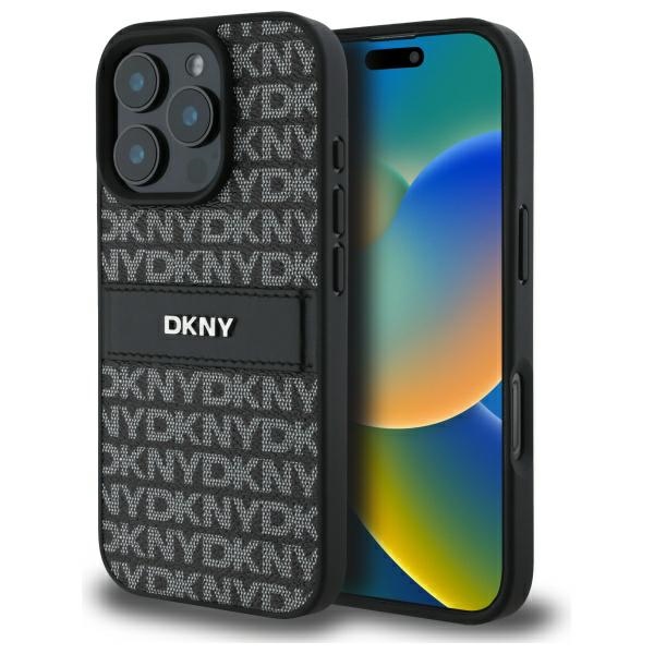 Dkny Dkhcp16xprthslk Iphone 16 Pro Max 6,9" Schwarze/schwarze Hartschalen-schutzhülle Mit Strukturmuster Und Ton-in-ton-streifen