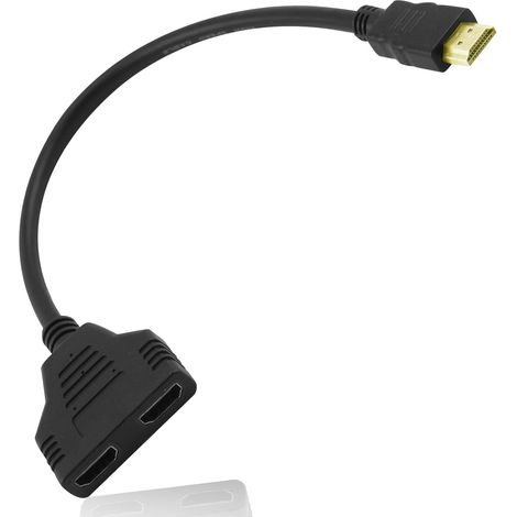 Hdmi-splitter Mit 1 Eingang Und 2 Ausgängen, 32 Cm Adapterkabel, Doppelanschluss Für Monitore Und Hd-fernseher