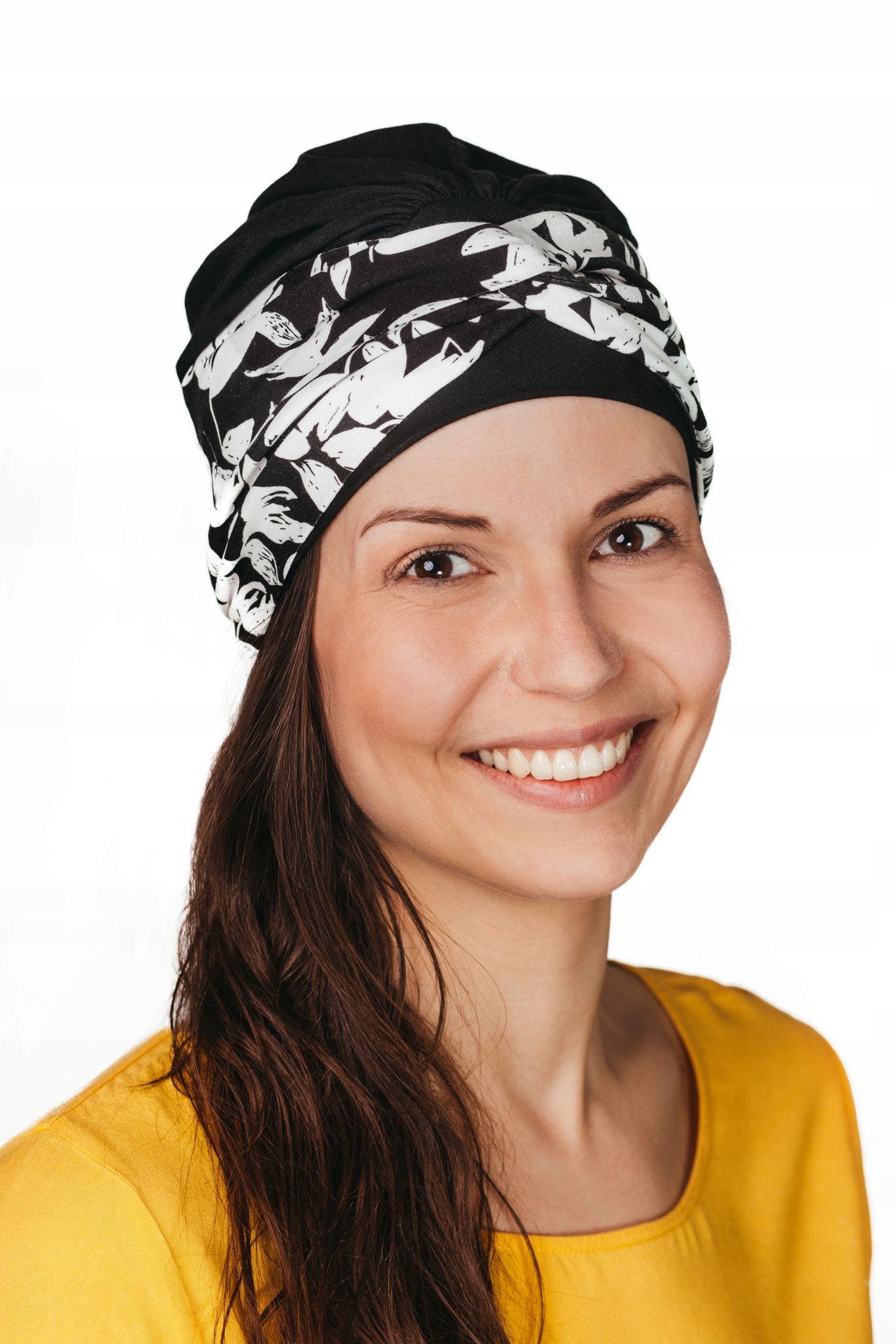 Damen-frühlingsturban Lena Schwarz-431 Weicher Schal Auch Nach Chemotherapie