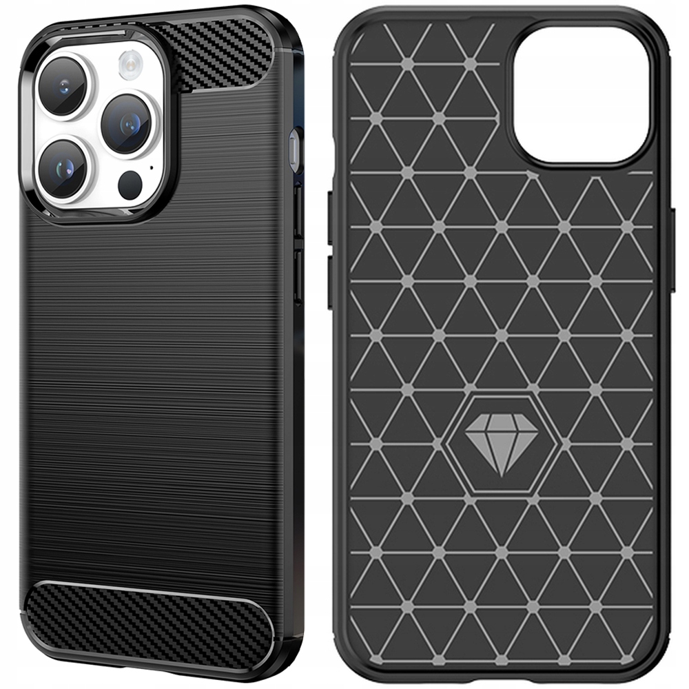 Carbon Case Iphone 14 Pro Hülle, Flexible Gel-rückseite, Schwarz