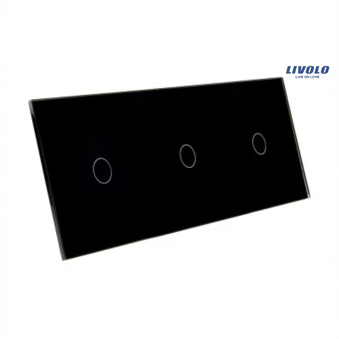 Livolo Dreifach-schwarzglas-bedienfeld 70111-62 Schalter 1+1+1