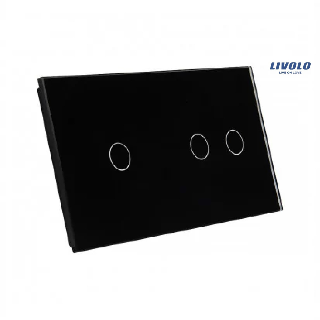 Livolo Doppel-schwarzglas-bedienfeld 7012-62 Schalter 1+2