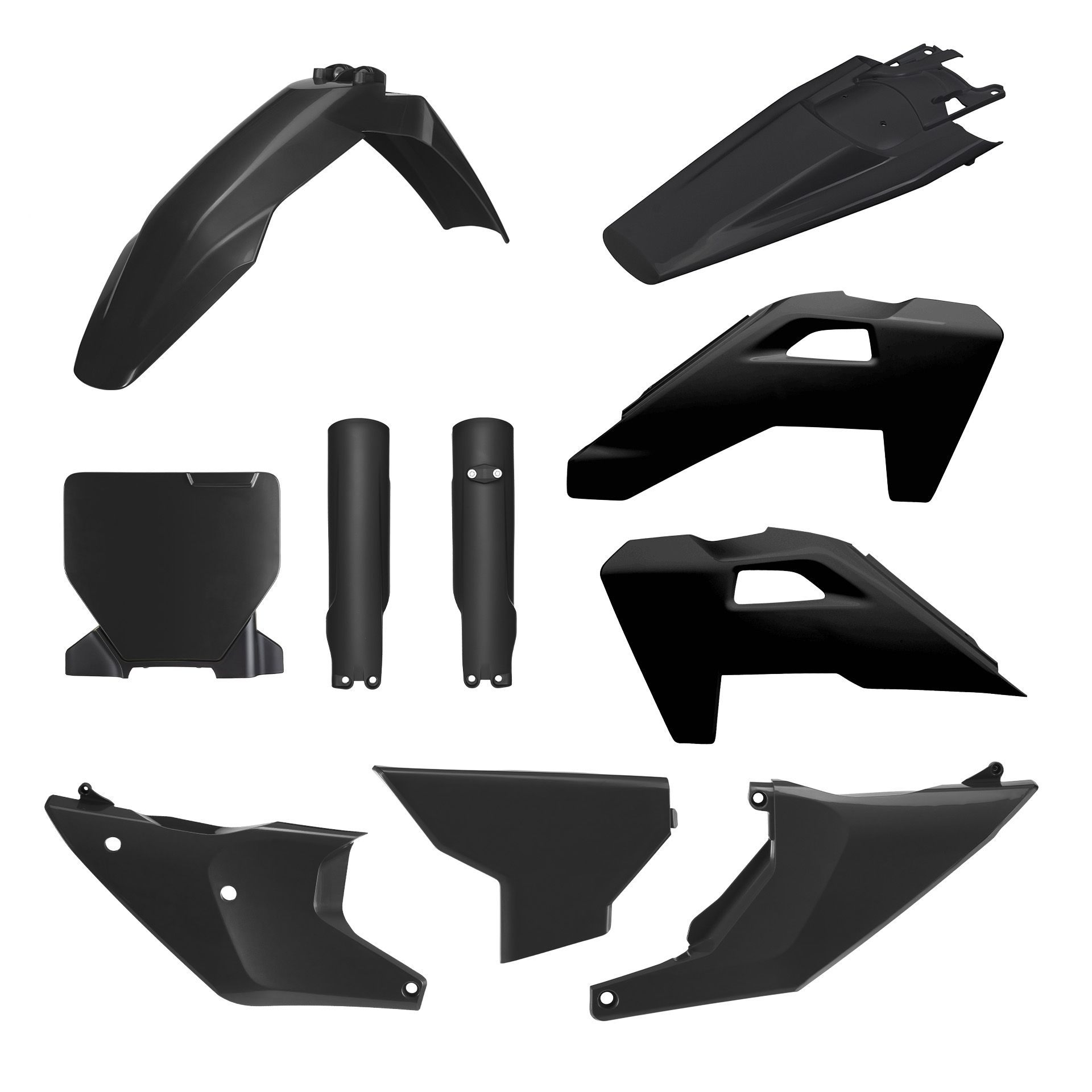 Polisport Kunststoffset (komplettes Set) Husqvarna Tc/fc/tx/fx '25-'26 Inklusive Scheinwerferschutz (8671700002) Und Stossdämpferschutz (8352500002) Schwarz