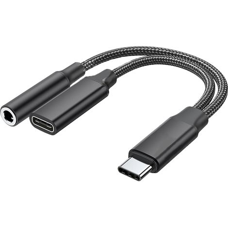 Usb-c Auf 3,5-mm-klinkenstecker-adapter Mit Schnellladefunktion, 2-in-1 Typ-c Pd 60w Ladeadapter, Geflochtener Typ-c Kopfhörer-audiokabeladapter Für Xiaomi, Ipad Pro, Samsung, Huawei, Pixel, Switch Us