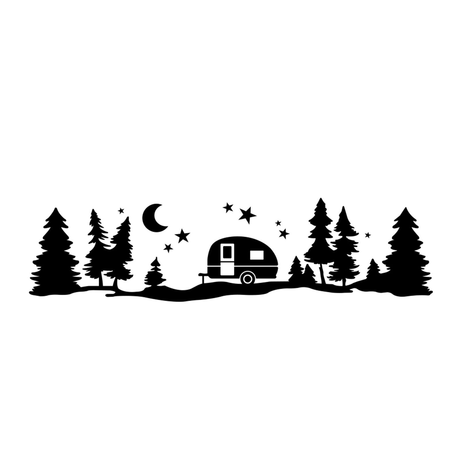 Selbstgemachte Wohnmobilaufkleber Mit Sternen-, Mond- Und Baummotiven, Uv-schutz