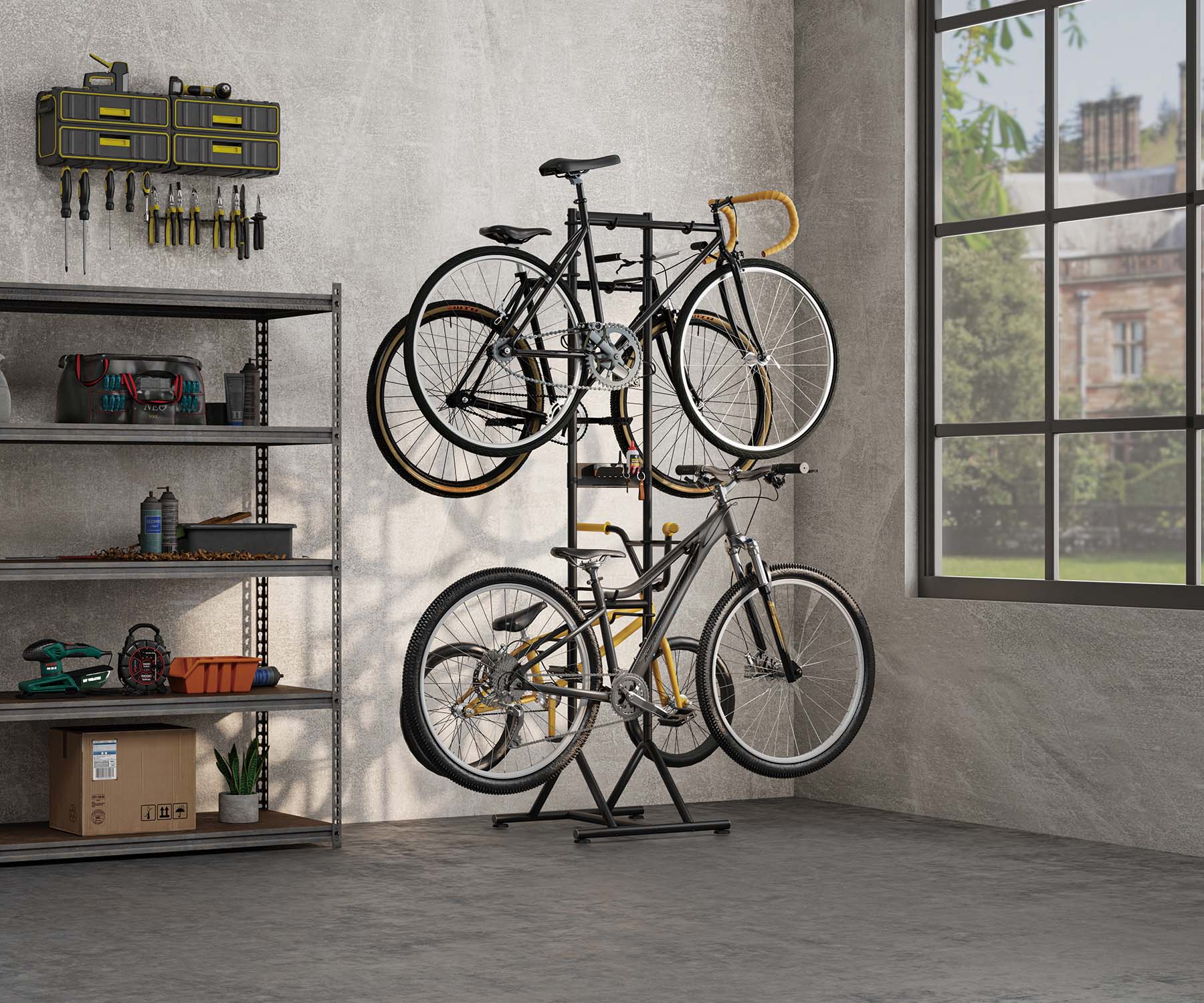 Biketec (2024/06) Fahrradständer (freistehend Für 4 Fahrräder) Schwarz (fahrradständer)