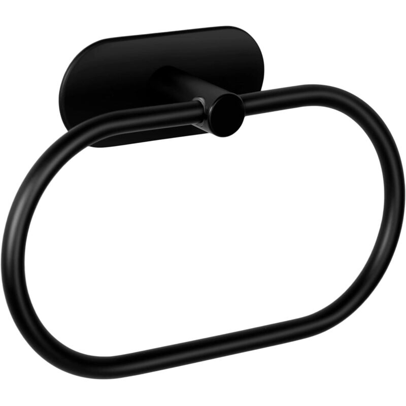 Handtuchhalter Ohne Bohren – Badezimmer-handtuchhalter, Haken, Wandring, Zum Aufkleben (edelstahl (schwarz))