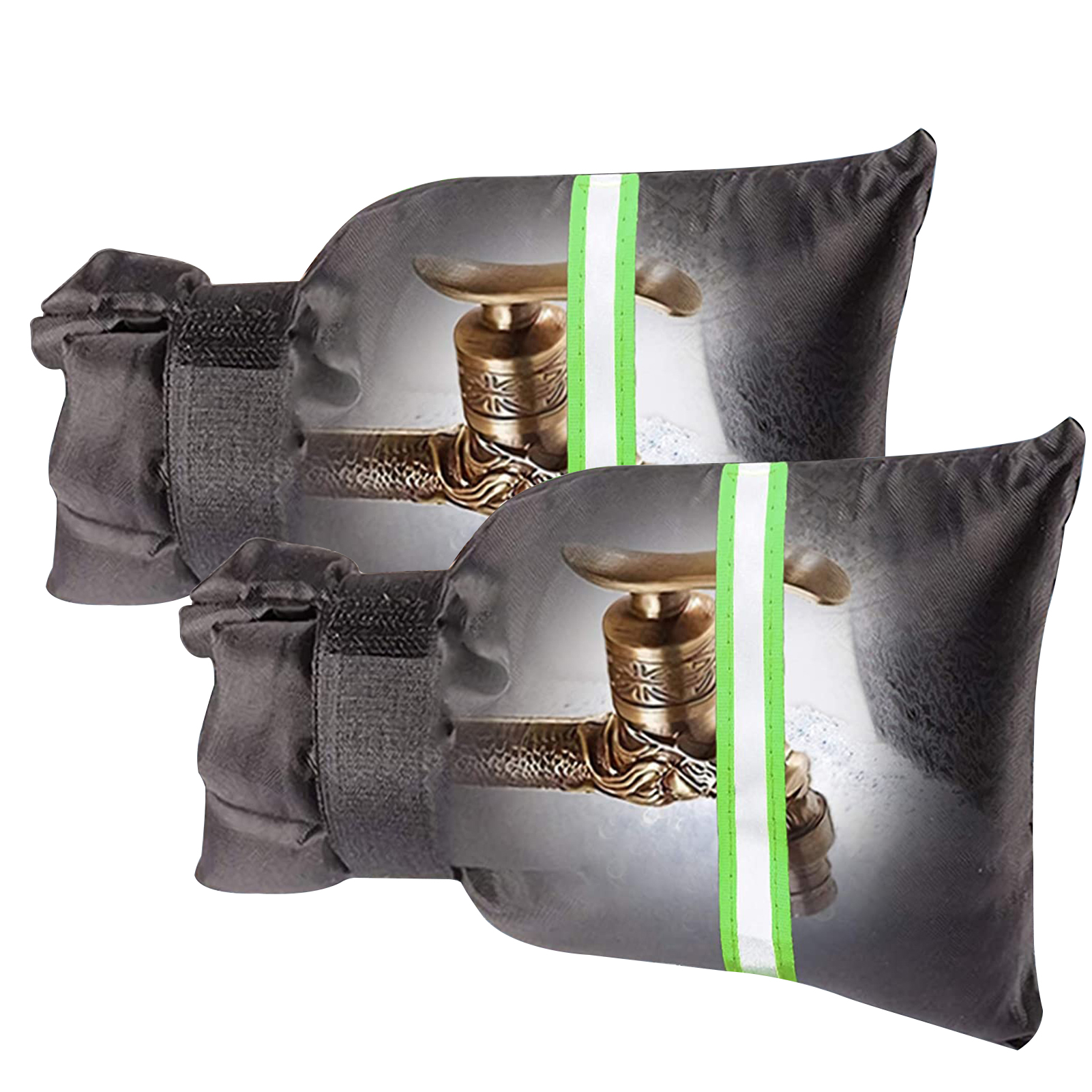 Set Mit 2 Winterschutzhüllen Für Außenwasserhähne, Frostsicher, Wiederverwendbar, Mit Reflektorstreifen.
