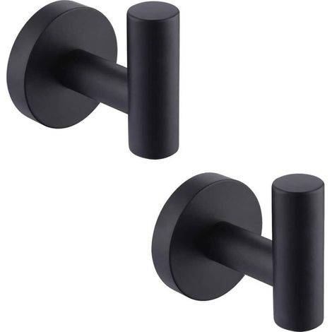 Handtuchhaken, 2er-set Wandhaken Für Bademäntel Und Kleider Aus Edelstahl Sus 304, Für Bad, Küche, Büro Und Kleiderschrank (schwarz, Set)