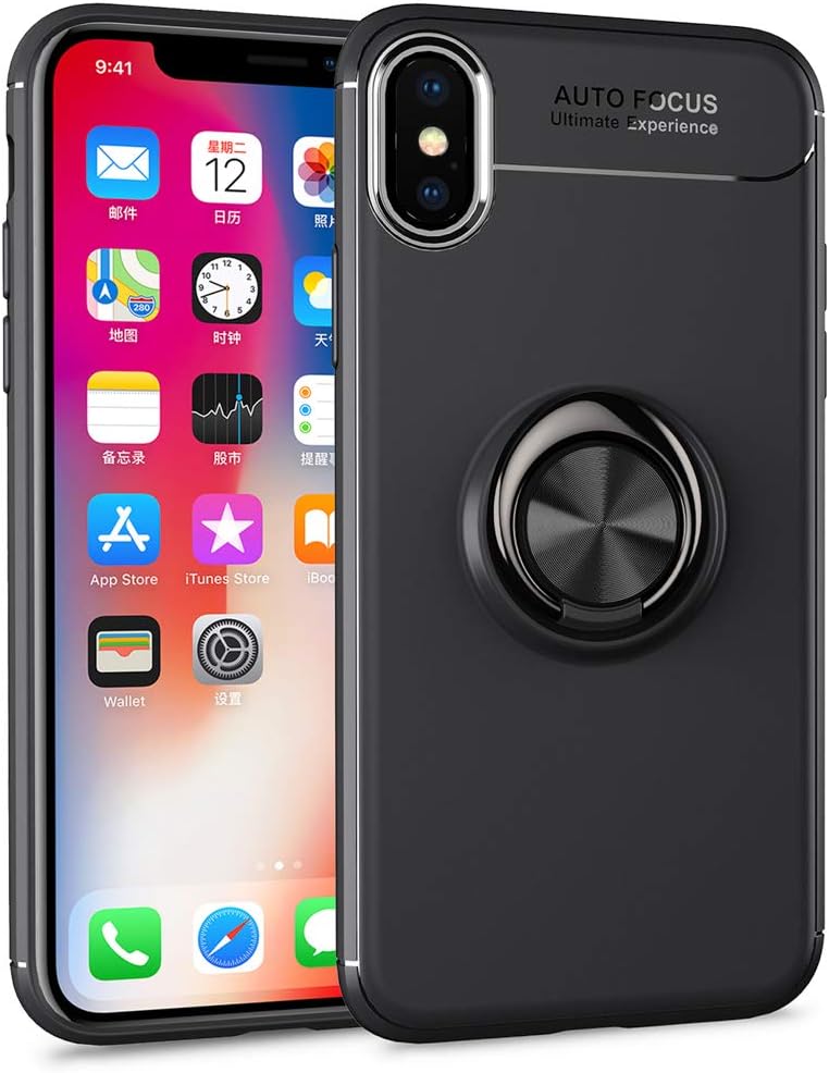 Schutzhülle Für Apple Iphone X/xs, Schwarz, Robust Und Langlebig, Mit Ring