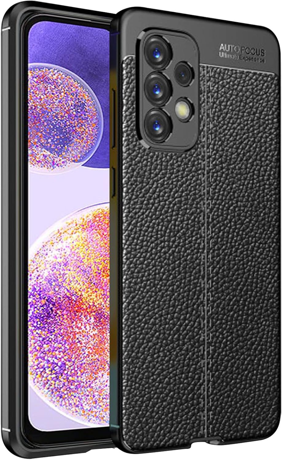 Schutzhülle Für Samsung Galaxy A23 4g, Schwarze, Einfarbige Rückseite Aus Kunstleder