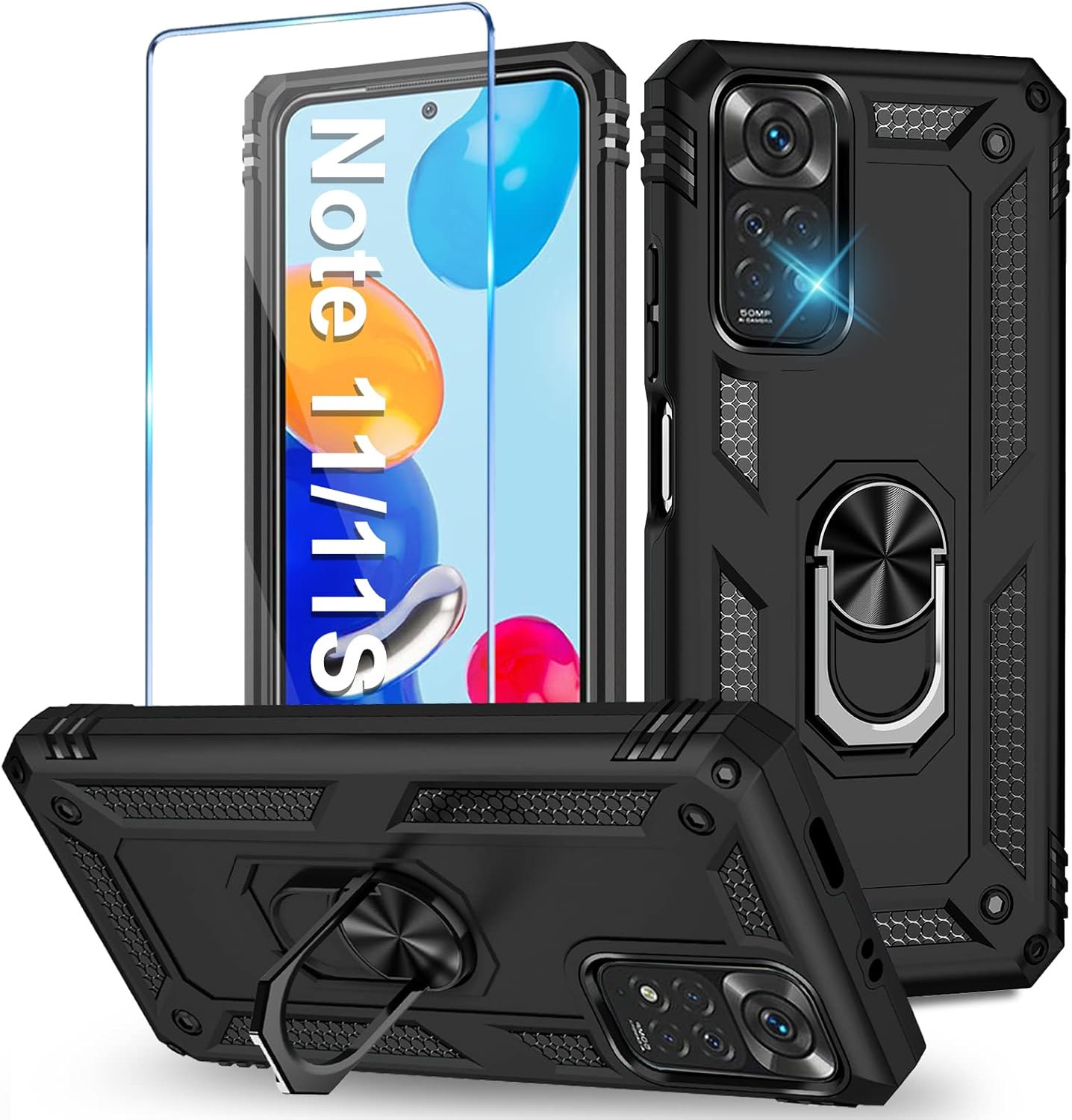 Set Aus Schutzhülle Für Xiaomi Redmi Note 11/note 11s (schwarz + Glas)