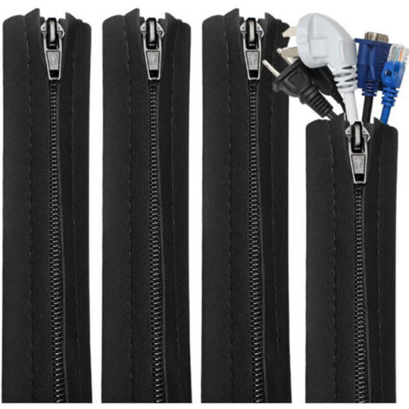 Set Mit 4 Neopren-kabelmanagement-schläuchen Mit Reißverschluss, Flexible Schutzhülle Für 20-zoll-kabel