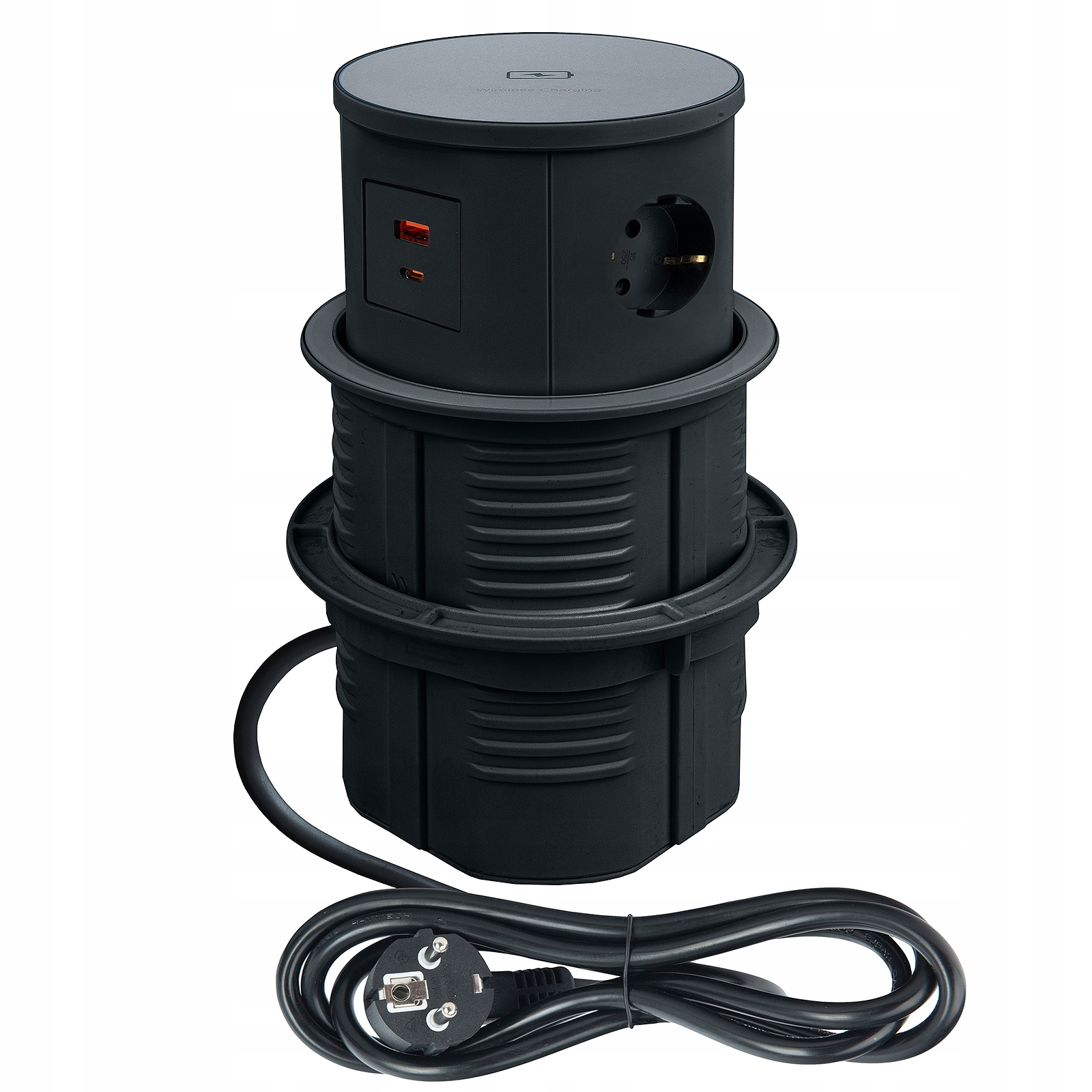 In Der Tischplatte Versteckte Ladebuchse, Schwarz, Induktives Ladegerät 15 W, 2 X Usb 16 A