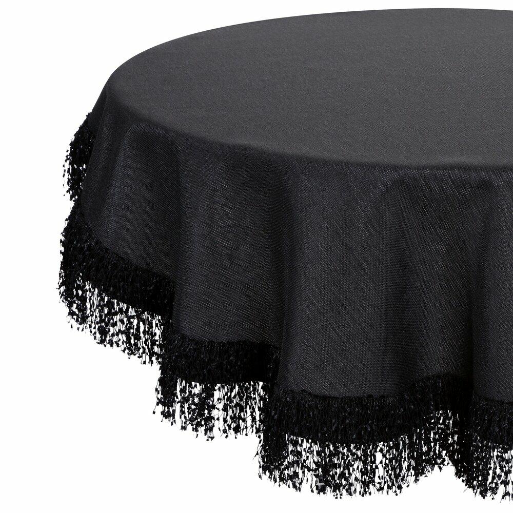Elegante Runde Tischdecke Aus Jaspis, 180 Cm, Schwarz