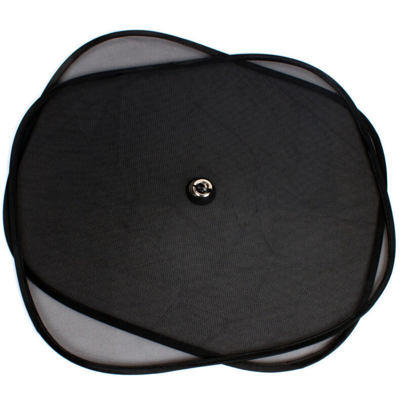 Zwei Schwarze, Dreilagige, Mikroperforierte, Faltbare Seitensonnenschutzblenden Zum Schutz Des Fahrzeuginnenraums Vor Sonneneinstrahlung. 100 % Hochwertiges Polyester.