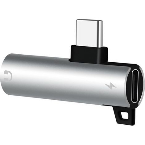 Usb-c-audiokonverter Mit Gleichzeitiger Ladefunktion, 3,5-mm-kopfhöreradapter, Rechtwinkligem Stecker, Aluminiumgehäuse Für Mobilgeräte, Typ-c-audiokonverter