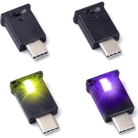 Mini-usb-typ-c Rgb-led-nachtlicht Mit Einstellbarer Helligkeit Und 8 Wechselnden Farben Für Auto, Laptop Und Tastatur. Stimmungsvolles Typ-c-nachtlicht Für Die Heimdekoration (menge: 4)