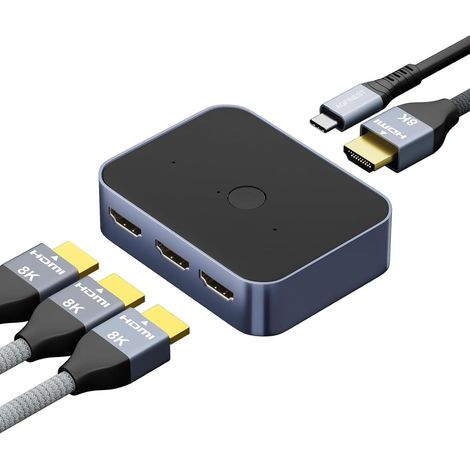 Hdmi 2.1-switch, 3 Eingänge, 1 Ausgang, 8k 60hz, 4k 120hz, 48 Gbit/s Hdmi-switch, Uhd, Hdr, 3d, Kompatibel Mit Ps5/switch/xbox/steam Deck/pc/streaming/hdtv/monitor/projektor