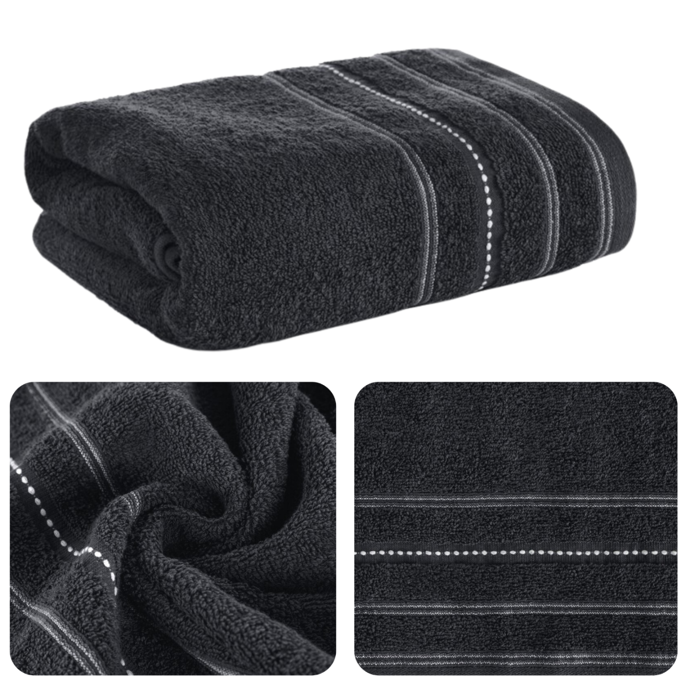 Eurofirany Dickes Handtuch Vento Badezimmer Spa Hotel Horeca 50x90cm Schwarz