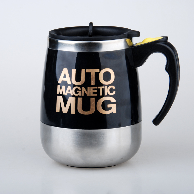 Vollautomatischer Mixbecher, Usb-aufladbar, Tragbarer Magnetbecher, Elektrischer, Rotierender Magnet-kaffeebecher, Batteriebetriebener Magnetbecher – Schwarz, 400 Ml