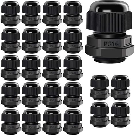 25 Stück Pg16 Kabelverschraubungen, Ip68 Wasserdicht, Verstellbare Kunststoff-kabelverschraubung Mit Dichtung 8,5–14 Mm Und Gummidichtungen, M22 1,5-drahtverbinder, Kabelschutz (schwarz)