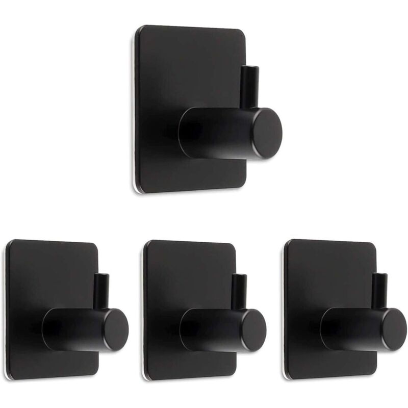 D.stil 4er-set Schwarze Klebehaken, Max. 8 Kg Tragkraft, Edelstahl, Selbstklebend, Rückstandsfrei, Handtuchhalter Mit Klebefläche Für Zuhause Und Büro