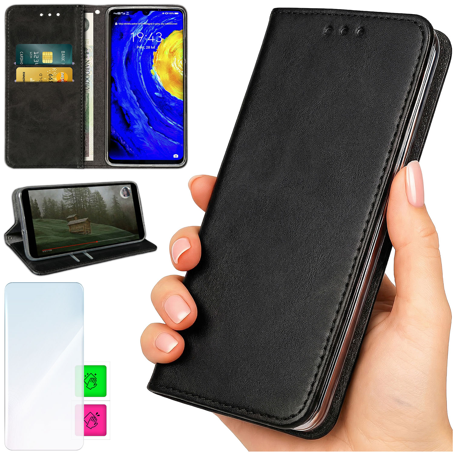 Brieftaschenhülle Für Samsung Galaxy S23 Fe - Schwarze Hülle Bluemoon
