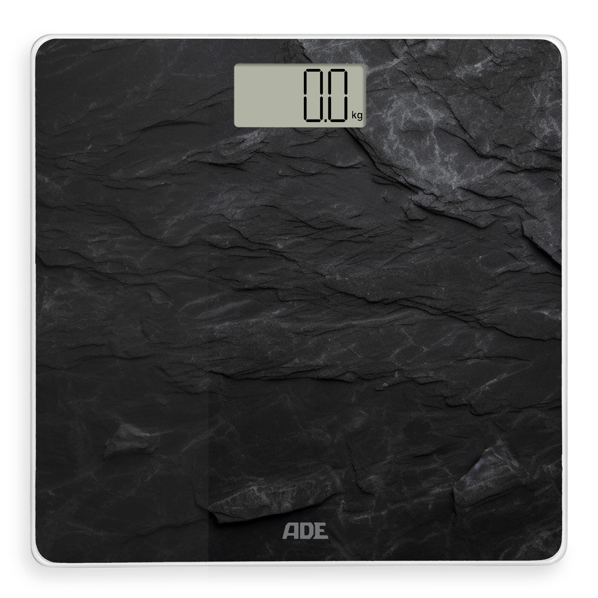 Badezimmerwaage, Bis 180 Kg, 30 X 30 Cm, Schieferoptik, Schwarz / Ade