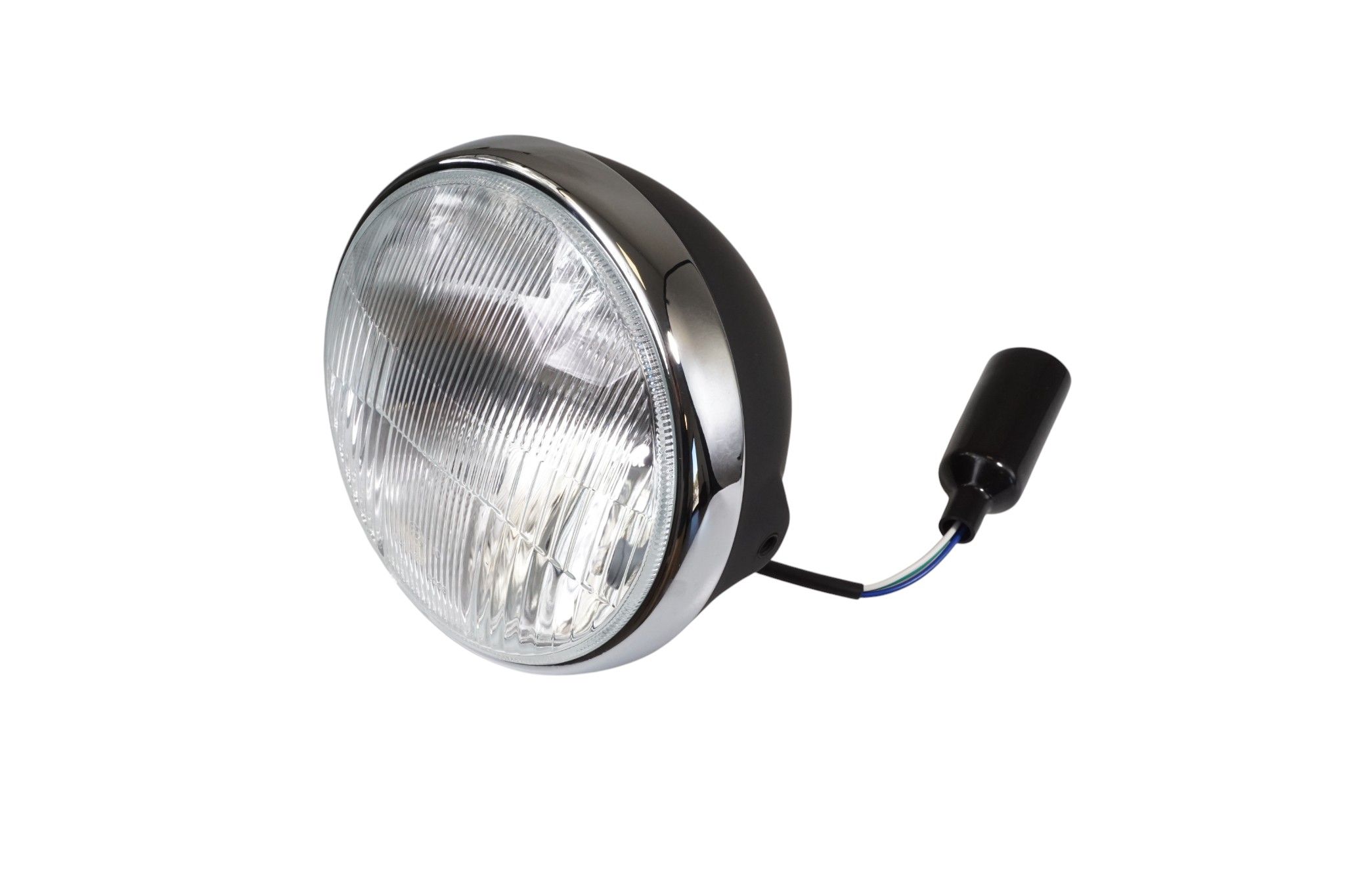 Emgo 2025/02 Scheinwerfer / Lampe Universal Komplett Schwarz Mit Chromring (einsatzdurchmesser 7" / 17,80 Cm) (e-prüfzeichen)