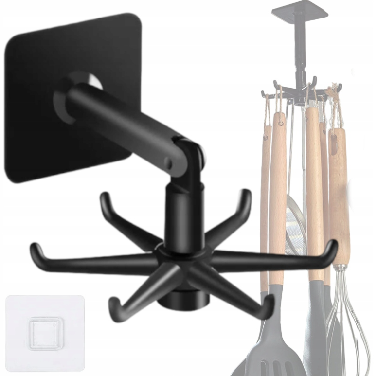 Selbstklebender Kleiderbügel Mit Haken, 360° Drehbarer Haken, Küchenorganizer
