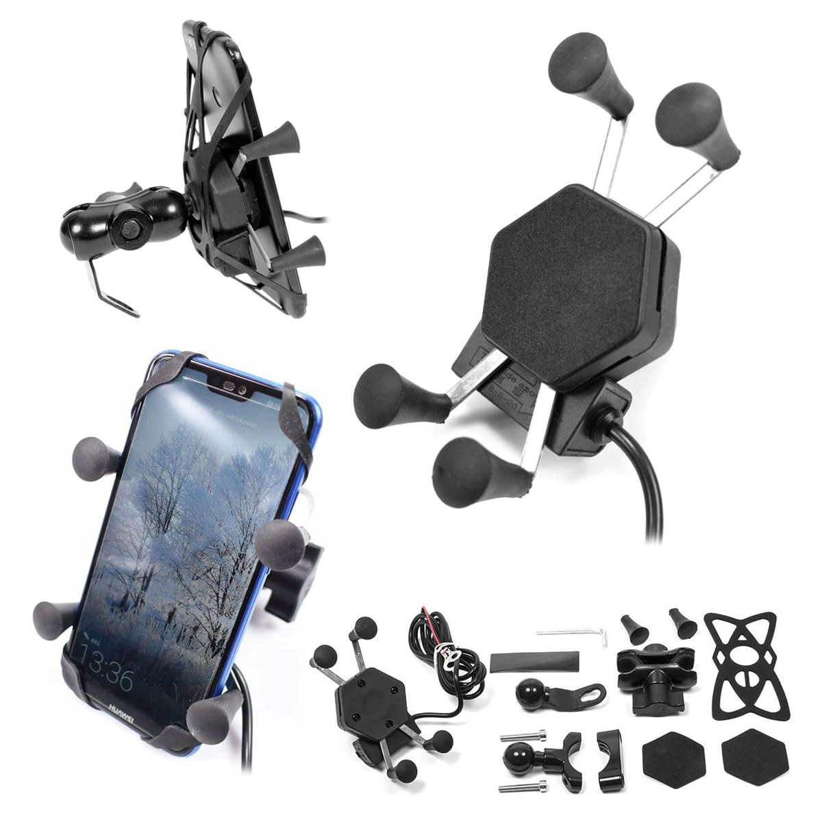 Biketec Motorradhalterung Mit Usb-ladegerät, Lenker-/spiegelhalterung, Rahmentyp „l“, Für Smartphones