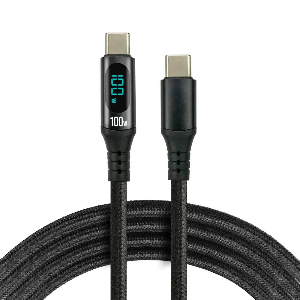 Usb-c-auf-usb-c-kabel Everactive Cbb-1pd5l 1 M 100 W Integriertes Display Schwarz