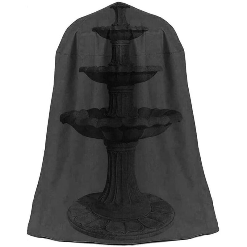 Wasserdichte Schutzhülle Für Gartenbrunnen, Schwarz, Durchmesser 122 X Höhe 173 Cm, 210d-gewebe, Winterschutz, Winddicht