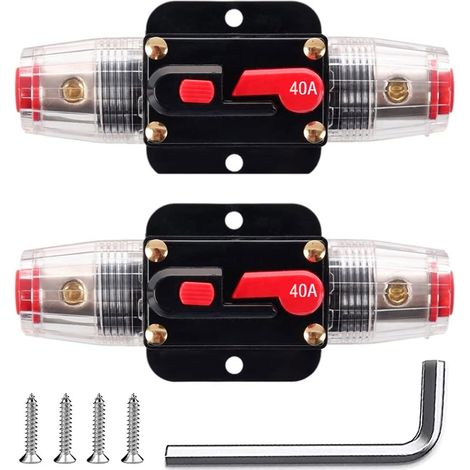 2er-pack 40-a-inline-sicherungen Mit Rückstellfunktion, 12–24 V Dc, Sicherungshalter Mit Manueller Rückstellung Zum Schutz Von Boots-audiosystemen