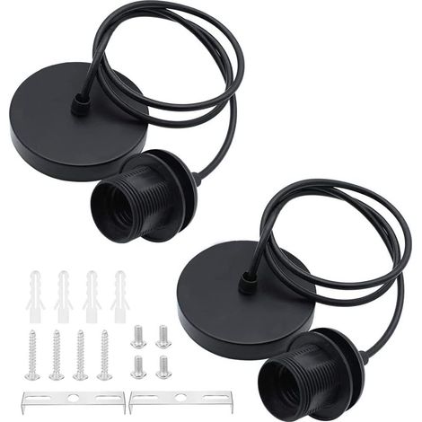 (schwarz) 2 Stück E27-kabel-pendelleuchte Mit 100 Cm Kabel Und E27-fassung Für Bars, Cafés, Bekleidungsgeschäfte Und Hotels