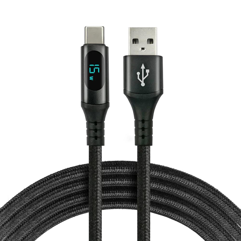 Usb-c-kabel Everactive Cbb-2cbl 2 M 3 A Mit Integriertem Display, Schwarz