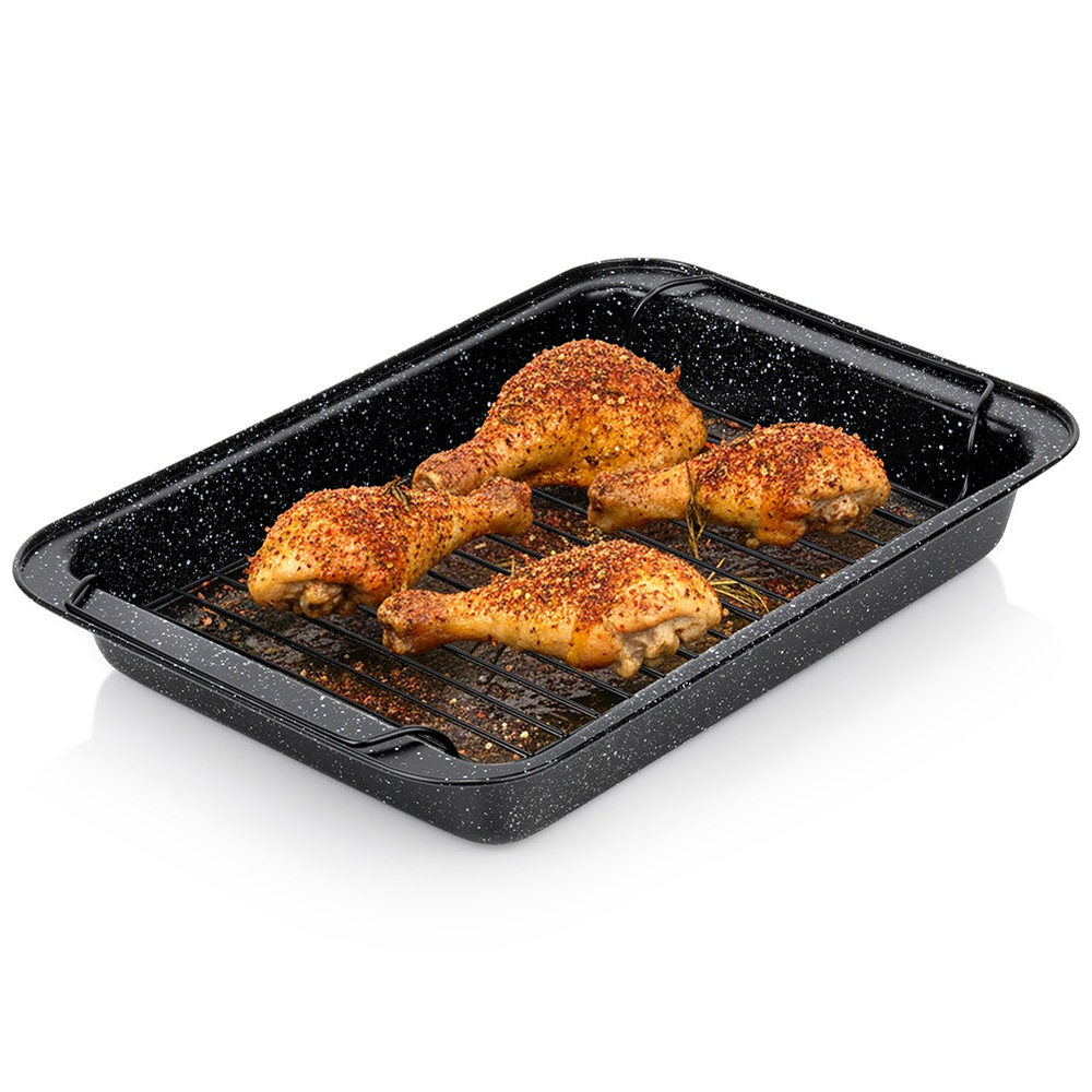Granit-bratpfanne Mit Bratrost Für Fleisch Im Backofen