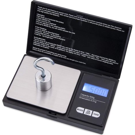 Schwarze Präzisionswaage (500 G/0,01 G), Tragbar Und Digital, Mit Lcd-display, 4 Einheiten, Tara-funktion, Ideal Für Küche, Schmuck Und Kaffee.