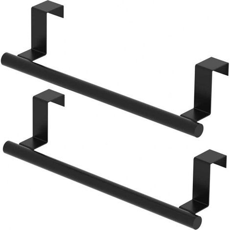 Küchenschrank-handtuchhalter Aus Mattschwarzem Edelstahl, Türmontage, 2er-set