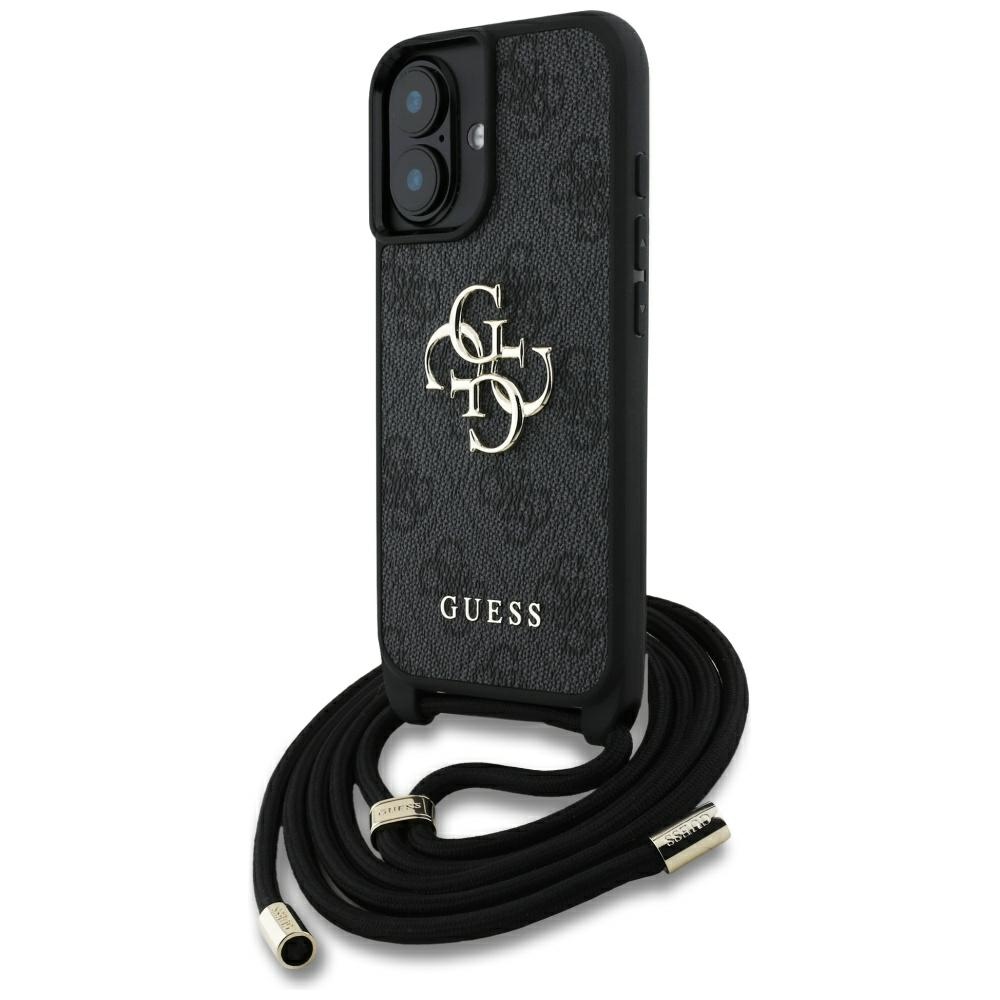 Guess 4g Big Logo Cord Strap Crossbody Hülle Für Iphone 16 Schwarz